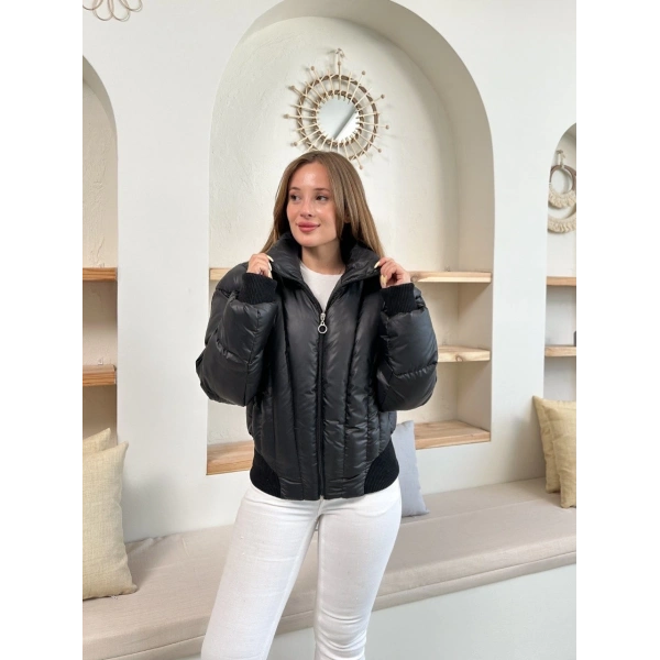 Puffer kısa mont siyah st25534