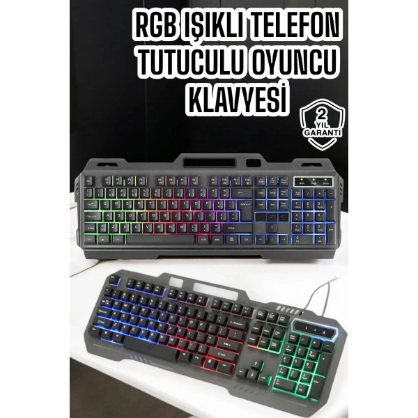 Q Klavye RGB Işıklı Klavye Ve Mouse Seti Kablolu Mouse Hediyeliş