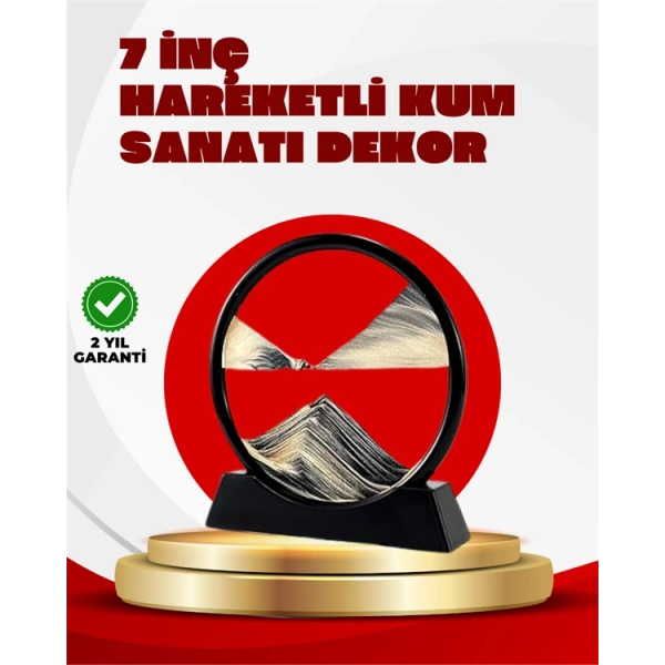 Rahatlatıcı Kum Sanatı – Yuvarlak Cam Çerçeveli Hareketli Kum Resmi, Ofis ve Ev İçin Etkileşimli Masaüstü Süs