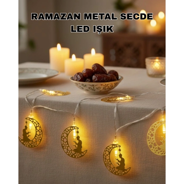 Ramazan Temalı Ay İçinde Secde Eden Adam LED Peri Işığı