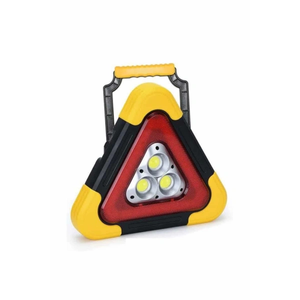 Reflektör Güneş Panelli Solarlı Şarjlı Üçgen Işıklı Trafik Reflektör Fener