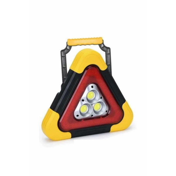 Reflektör Güneş Panelli Solarlı Şarjlı Üçgen Işıklı Trafik Reflektör Fener