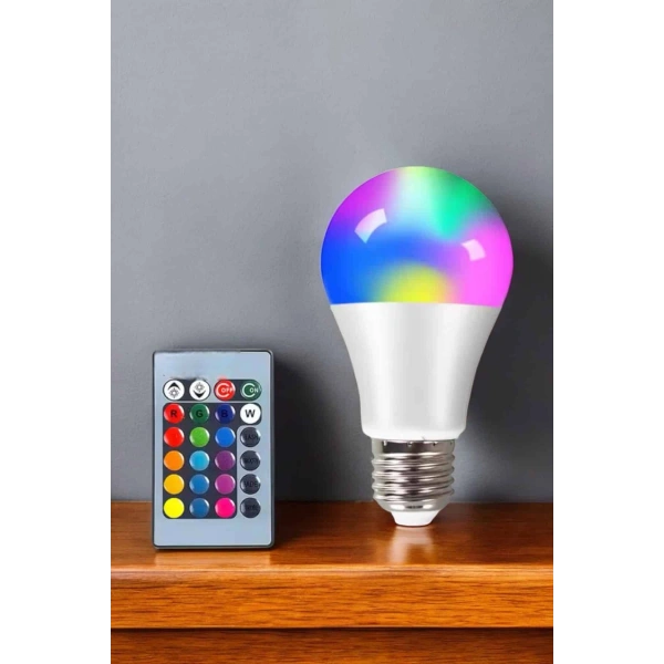 Renk Değiştirebilen RGB Işıklı Led Ampul A+Enerji 15 Watt Led Işık