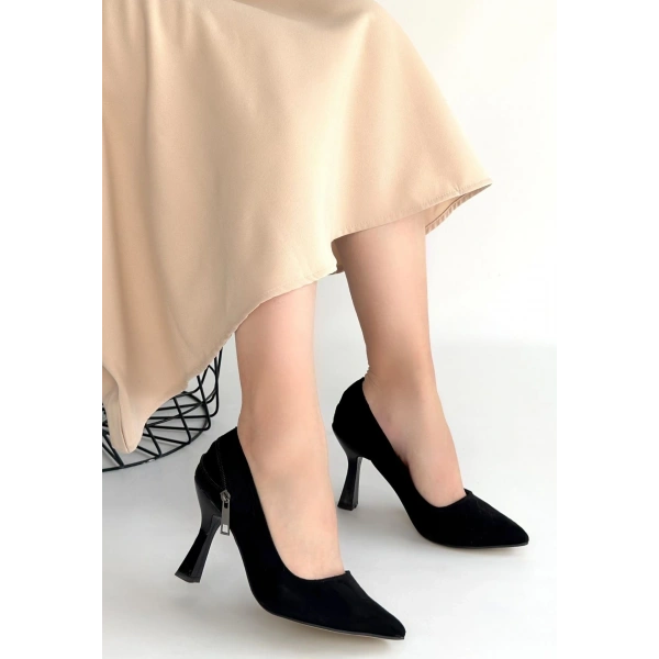 Retta Siyah Süet Topuklu Ayakkabı