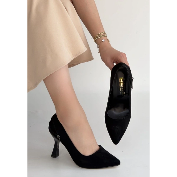 Retta Siyah Süet Topuklu Ayakkabı