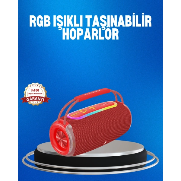RGB LED Işıklı 20W Taşınabilir Hoparlör Bluetooth 5.3 + Type-C Şarj