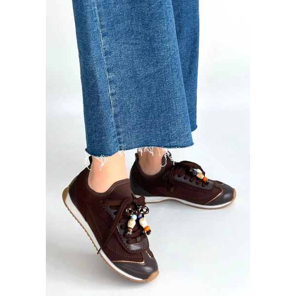 Riaf Kahverengi Cilt Bağcıklı Spor Ayakkabı