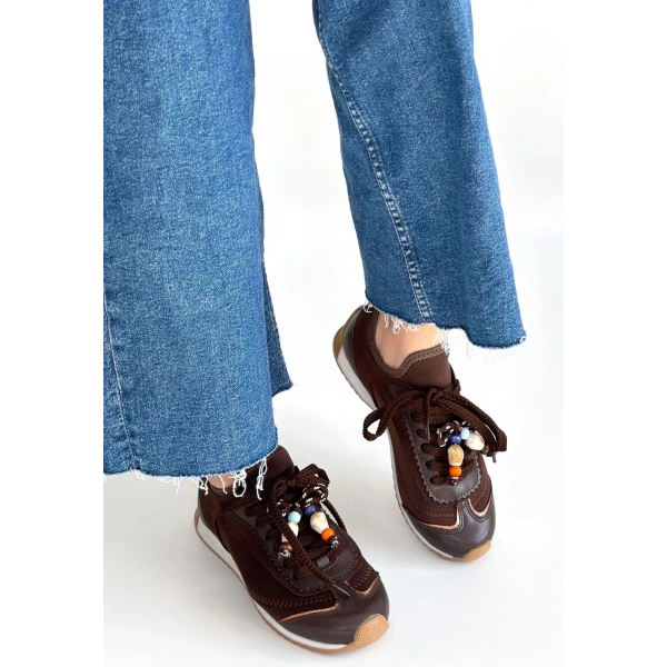 Riaf Kahverengi Cilt Bağcıklı Spor Ayakkabı