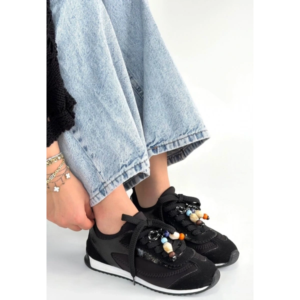 Riaf Siyah Cilt Bağcıklı Spor Ayakkabı