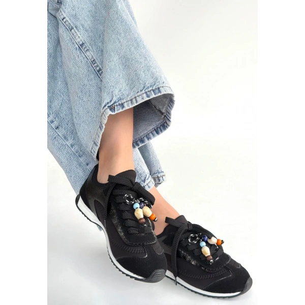 Riaf Siyah Cilt Bağcıklı Spor Ayakkabı