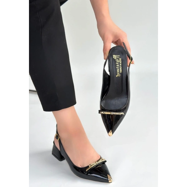 Ricy Siyah Rugan Topuklu Ayakkabı