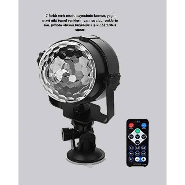 Ritme Duyarlı LED Disko Topu – Renkli Işık Gösterili Parti Lambası