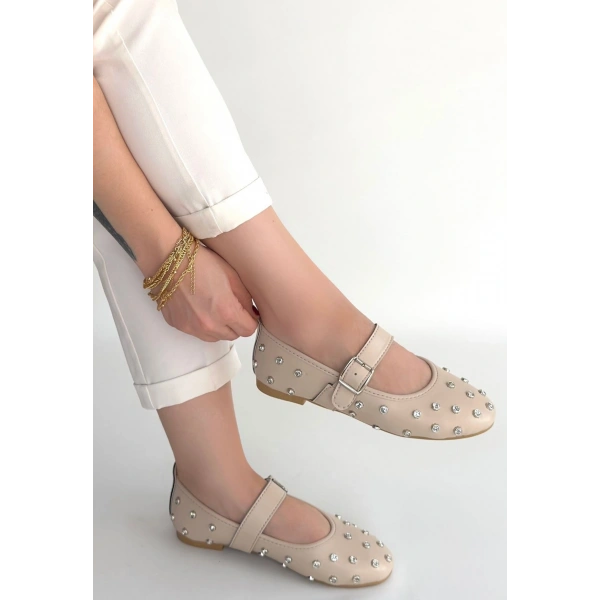 Ritta Bej Cilt Kemerli Babet Ayakkabı