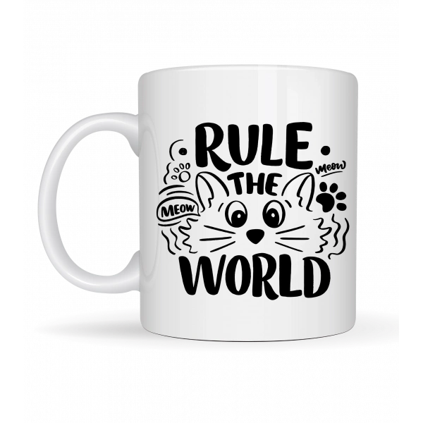 Rule The World Kedi Desenli Porselen Kupa MODEL 61 Sevimli Kedi Figürlü Kahve Kupası