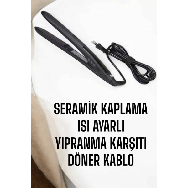Saç Düzleştirici Isı Ayarlı Döner Kablo Yıpranma Karşıtı