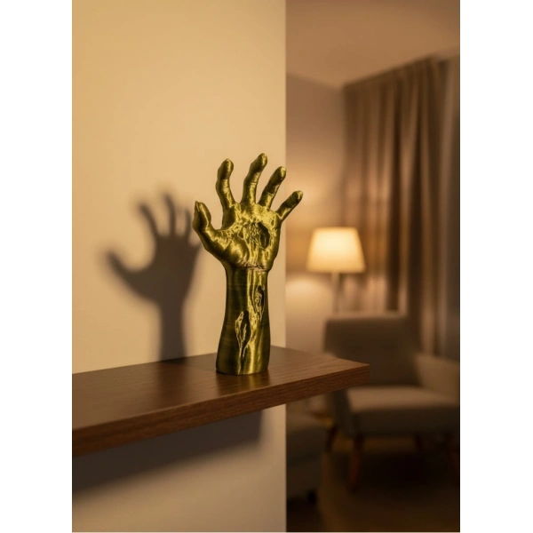 Sanatsal El Formu Heykel Altın Yeşil Tasarım Hediyelik Dekor