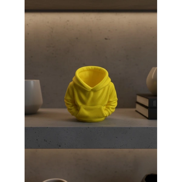 Sarı Hoodie Kalemlik 10x10 cm Masa Üstü Düzenleyici