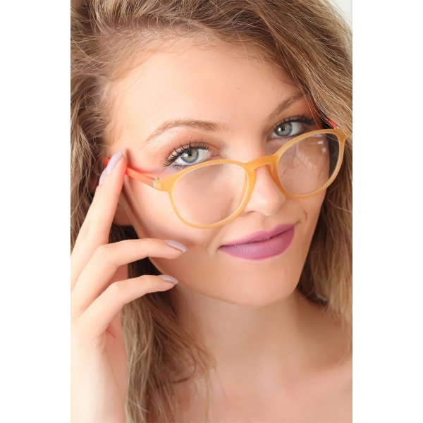Sarı Renk Oval Turuncu Renk Bayan Gözlük