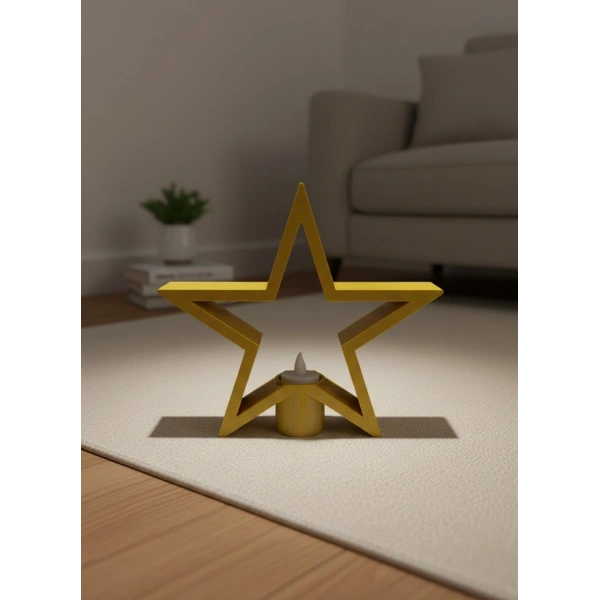 Sarı Yıldız Mumluk Modern Salon ve Raf Dekoru