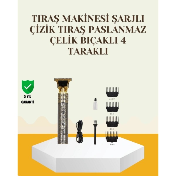 Şarjlı Titanyum Bıçaklı Saç ve Sakal Kesme Makinesi