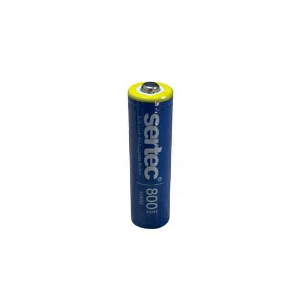 Sertec 3.7V Li-ion 14500 AA - 800 Mah 1C Şarjlı Pil (Başlı)