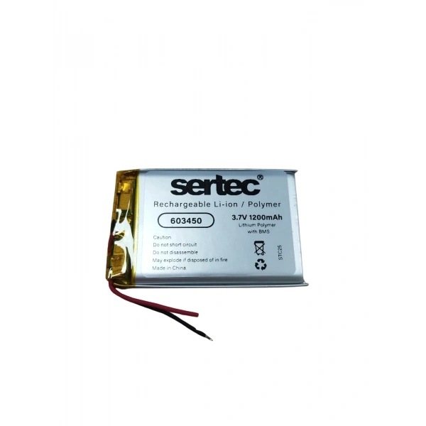 Sertec 603450 3.7V 1200 MAh Li-Polymer Pil (Devreli/1.5A)