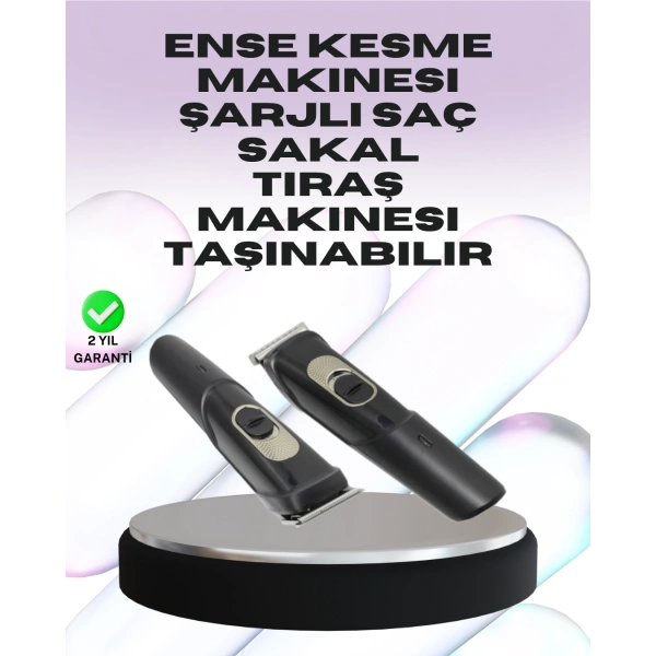 Sessiz Motorlu, Kablosuz Kullanımlı Şarjlı Saç ve Sakal Kesme Makinesi – Taraklı Set