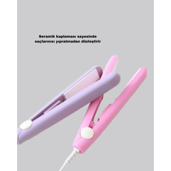 Seyahat Tipi Mini Saç Düzleştirici – Seramik Kaplama, Hızlı Isınma, Kompakt Tasarım