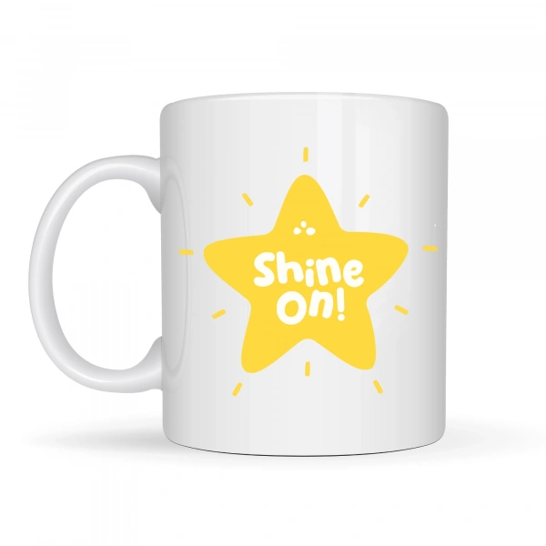 Shine On PARLAMAYA DEVAM ET Yıldız Tasarımlı Porselen Kupa MODEL 155 – Motivasyon Kupası – Günlük Kullanıma Uygun Şık Kahve & Çay Kupası