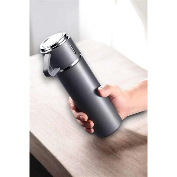 Şık ve Dayanıklı 3 Bardaklı Termos Seti Uzun Süre Isı Koruma Özellikli