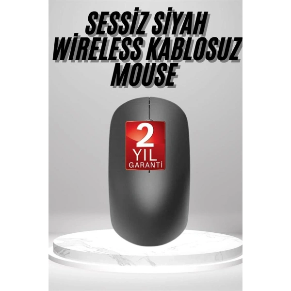 Siyah Kablosuz Mouse Wireless Mouse Minimal Tasarım