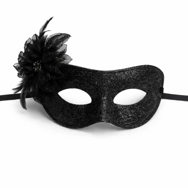 Siyah Simli Tüylü Balo Maskesi – Kadın Parti & Maskeli Balo Maskesi