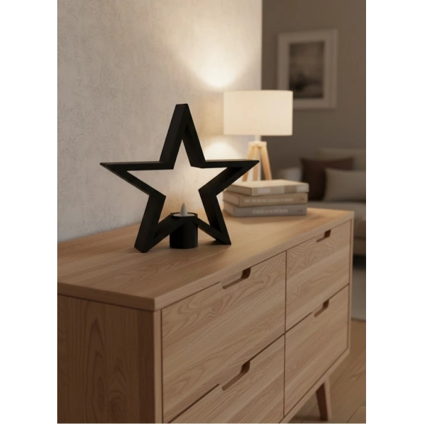 Siyah Yıldız Şeklinde Mumluk Loş Işık Dekor Aksesuarı