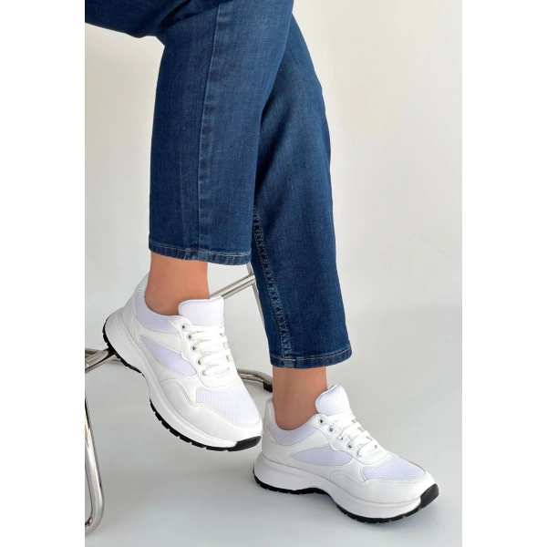 Slar Beyaz Cilt Spor Ayakkabı