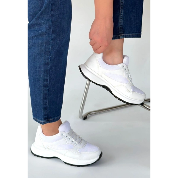 Slar Beyaz Cilt Spor Ayakkabı