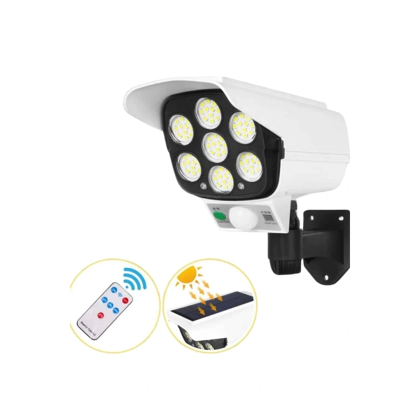 Solar Bahçe Aydınlatması Hareket Sensörlü Uzaktan Kumandalı Kamera Görünümlü