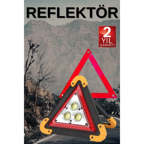 Solar Şarjlı Çok Fonksiyonlu Reflektör Işıklı Ikaz Lambası Acil Durum Reflektörü Acil Durum Uyarı Lambası