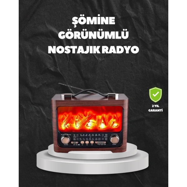 Solar Şarjlı Şömine Işıklı Bluetooth Hoparlör – Radyo, USB, TF Kart Destekli