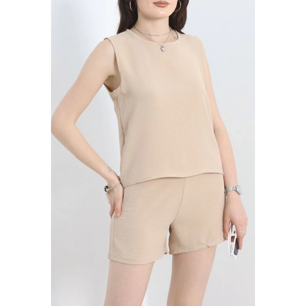 Şortlu Ayrobin takım bej