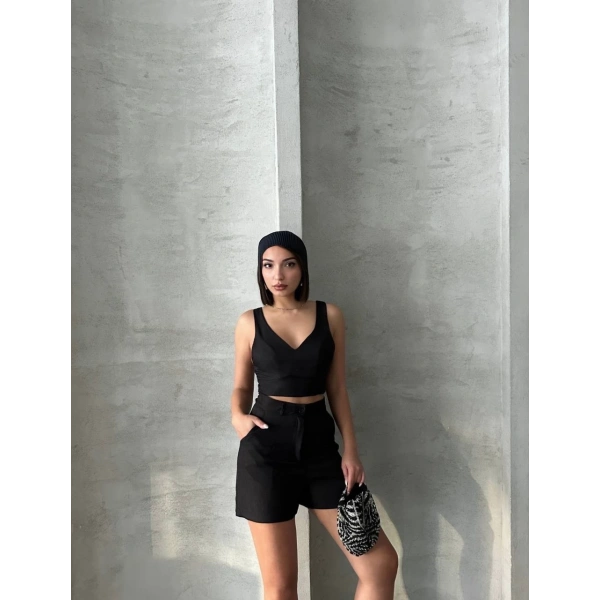 Şortlu keten takım s255014