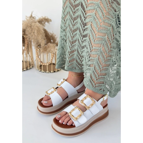 Stan Beyaz Cilt Sandalet