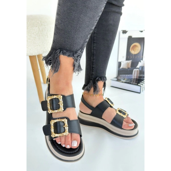 Stan Siyah Cilt Sandalet