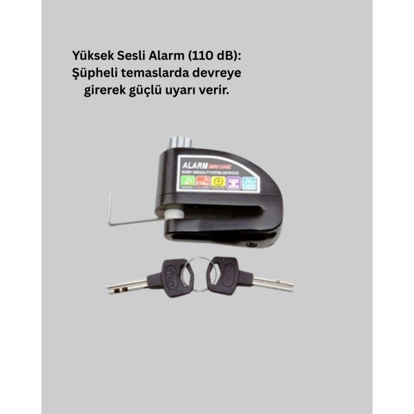 Su Geçirmez Alarm Disk Kilidi Motosiklet Scooter Bisiklet Güvenlik