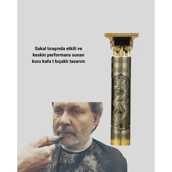 T Bıçaklı Profesyonel Çizik Tıraş Makinesi Seti – 120 Dakika Kullanım, Şarjlı & Kablolu