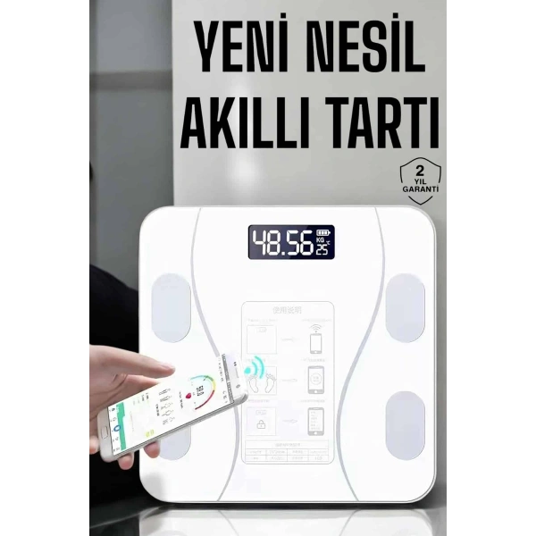 Tartı Baskül Dijital Elektronik Tartı Vücut Analiz Wifi Akıllı Yağ Ölçer