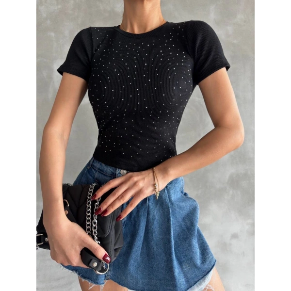 Taş baskılı kaş korse bluz