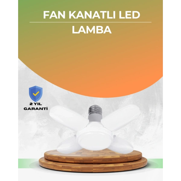 Tasarruflu Pervane LED Ampül 4 Kollu 60 Watt Geniş Alan Aydınlatma