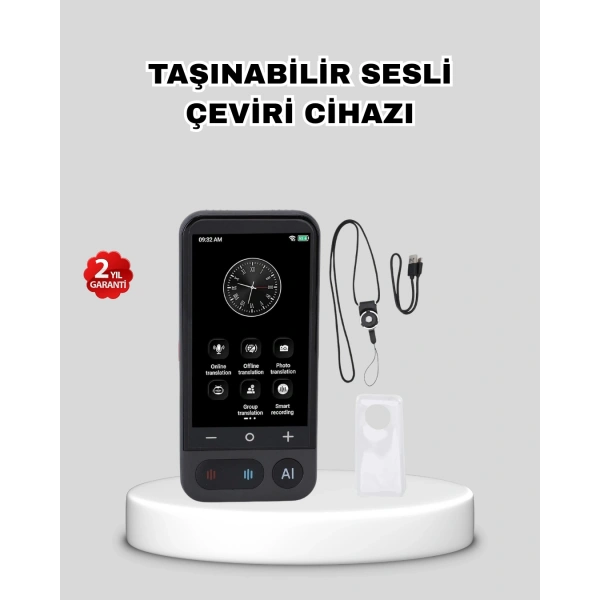 Taşınabilir Akıllı Sesli Çeviri Cihazı – 139 Dil Desteği, Dokunmatik Ekran