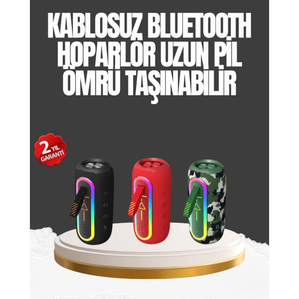 Taşınabilir Şarjlı Bluetooth Hoparlör Güçlü Bas