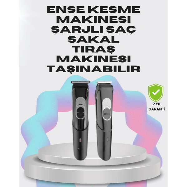 Taşınabilir Şarjlı Saç Sakal Tıraş Makinesi – 3 Taraklı, Sessiz ve Ergonomik